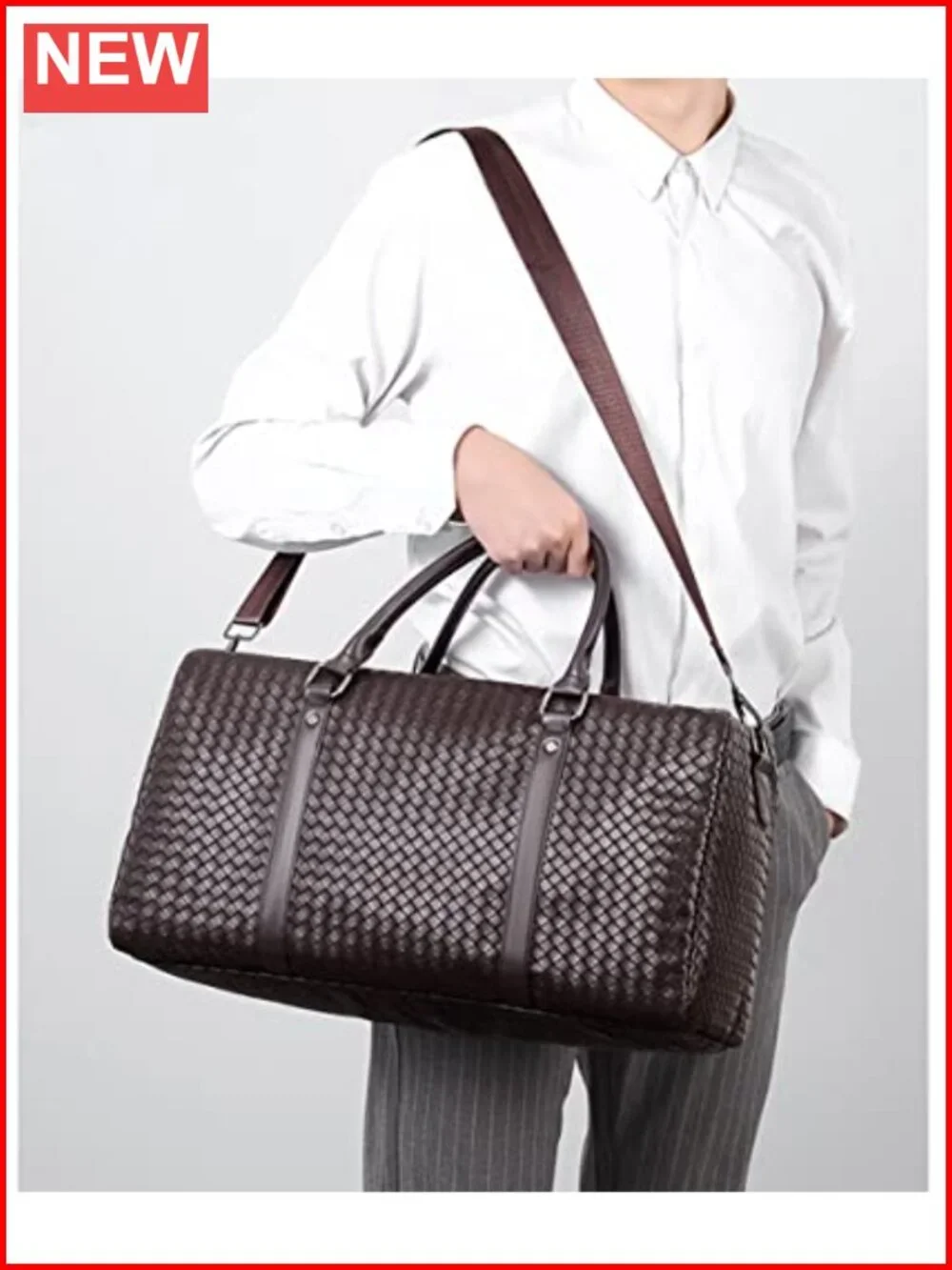 PU Leather Travel Duffle Bag Weekender Carry On Overnight Bag for Men